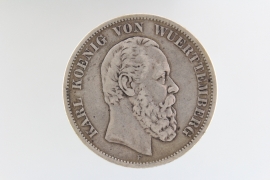 5 MARK 1876 F - KARL (WÜRTTEMBERG) 