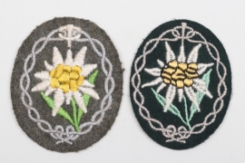 2 + Heer Gebirgsjäger Edelweiss sleeve badges