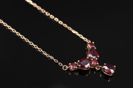 Golden, red garnet necklace