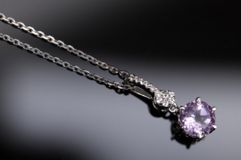 Silver necklace and pendant with soft-lilac colored amethyst