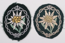 2 + Gebirgsjäger Edelweiss sleeve badges