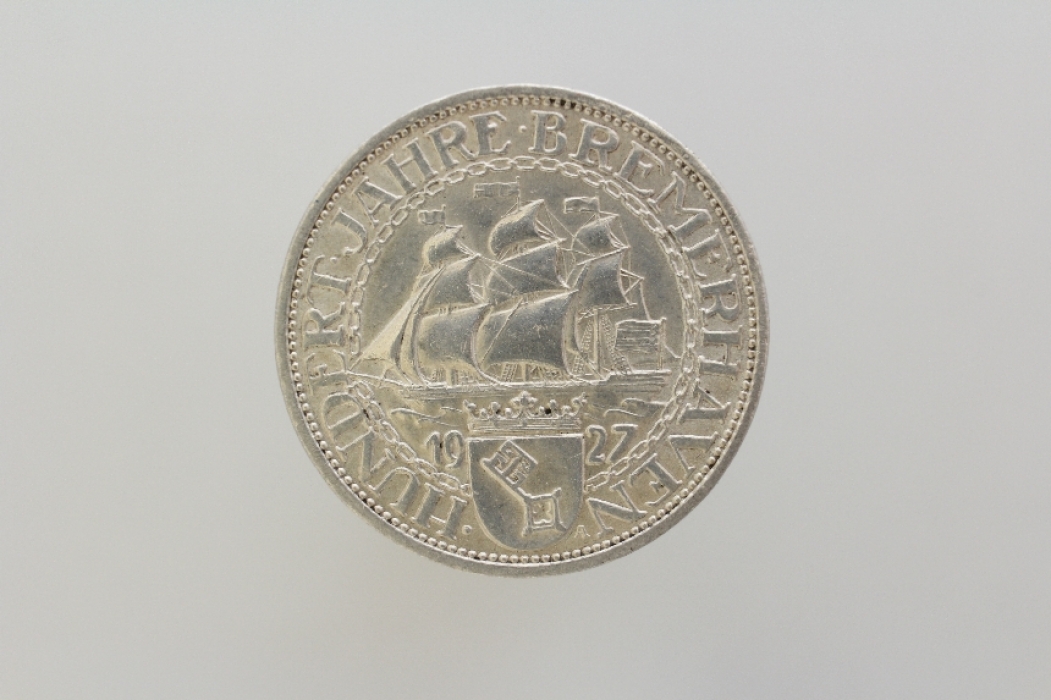 3 REICHSMARK 1927 A - BREMERHAVEN