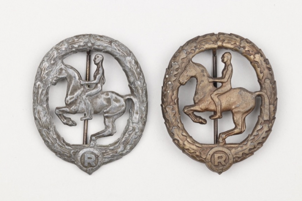 2 German Horse Riding Badges in bronze