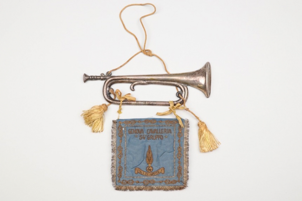 Italian traditional unit bugle & flag