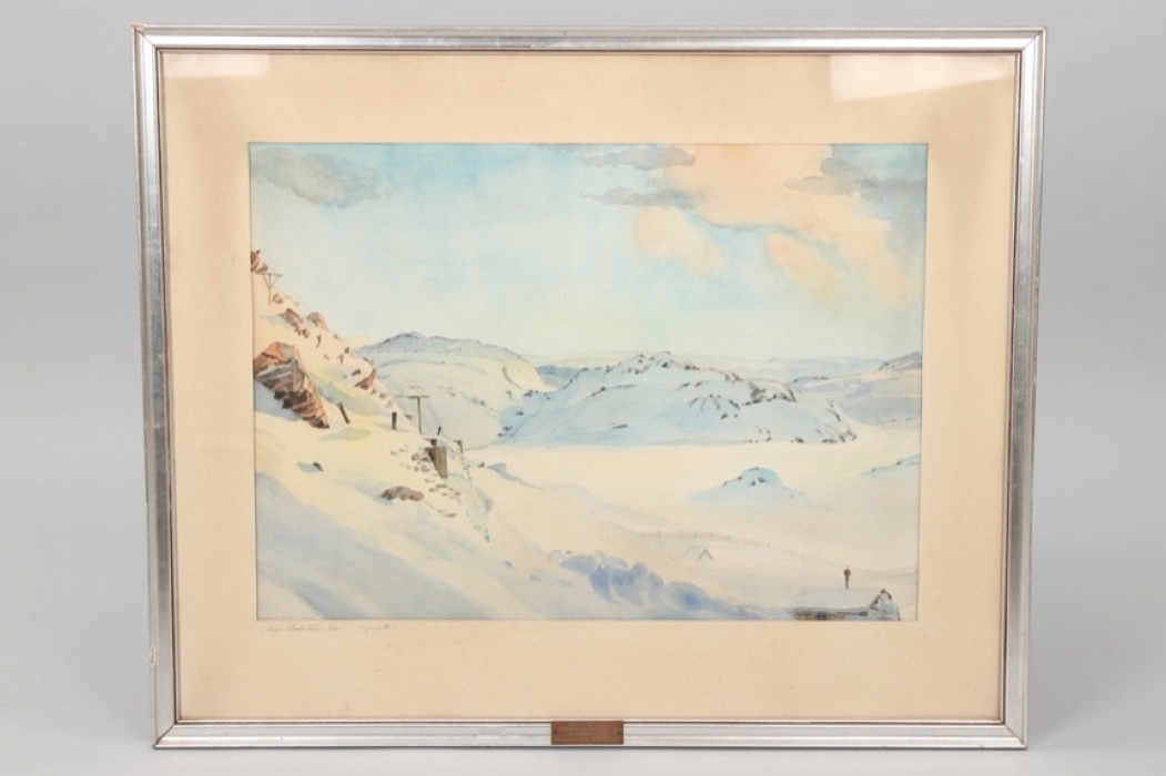 XIX. Gebirgs-Korps "Eismeerfront" framed aquarelle