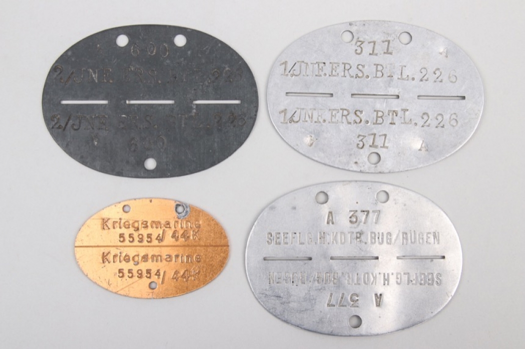 4x Wehrmacht ID tags - Seeflieger Bug/Rügen