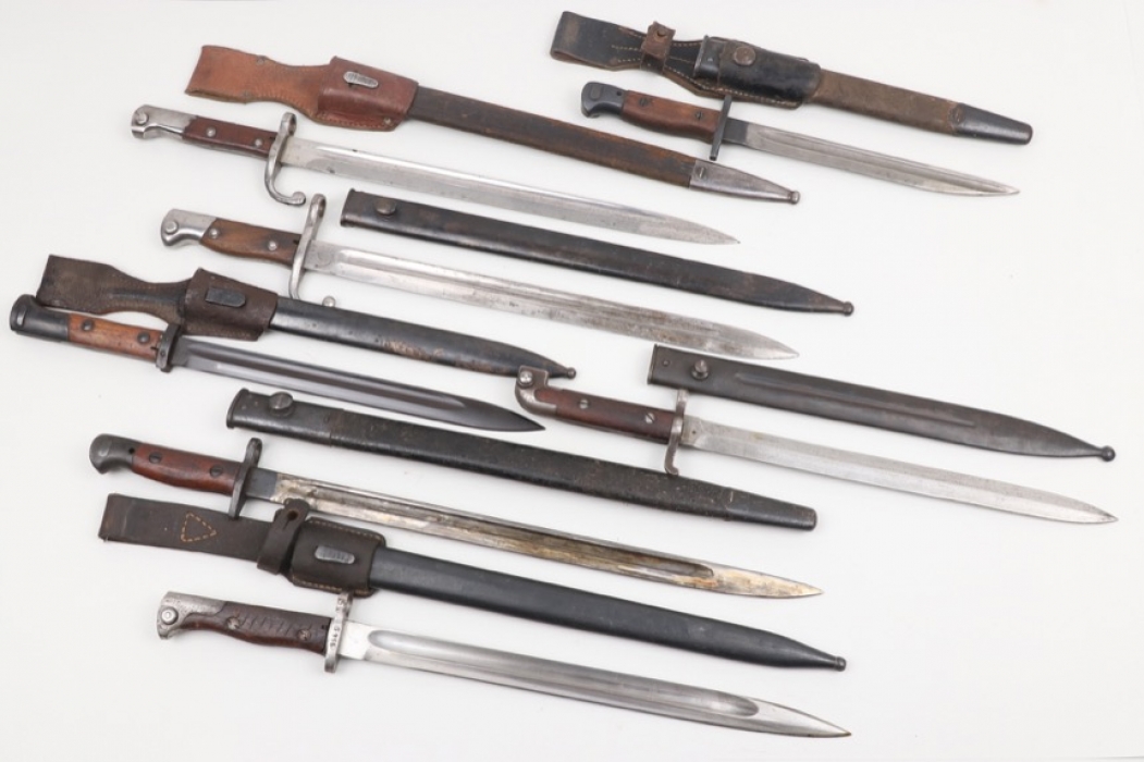 Lot of seven international bayonets