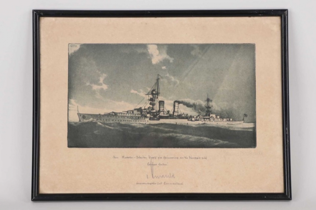 Kreuzer Emden reservist's picture - signed by Lothar von Arnauld de la Perière