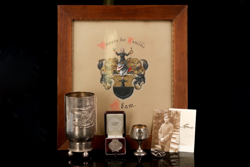 WWI "Ehrenbecher" Honor Goblet grouping to Leutnant Adam