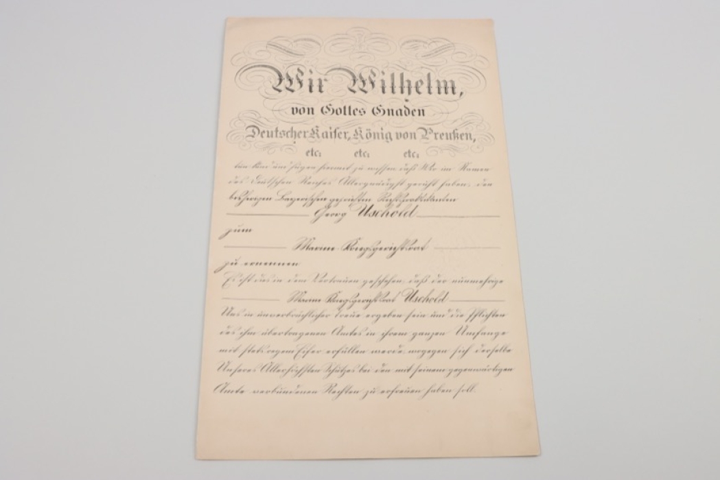 Imperial German Navy promotion document - Wilhelm II & von Tirpitz signed