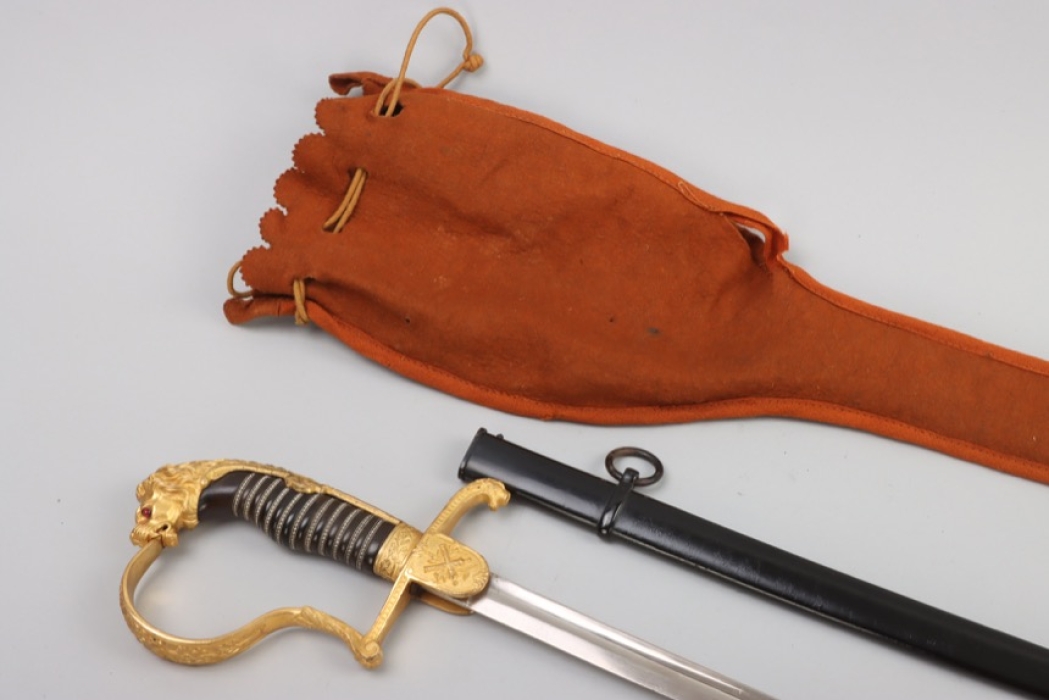 Artillery officer's lion head sabre with bag - WKC