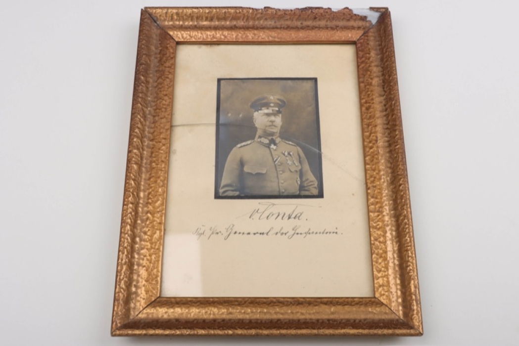 Portrait photo of Richard von Conta with Pour le merité medal and signature