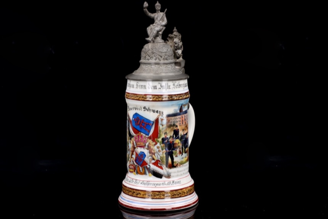 10. comp. 3. Großhrz. Hess. Inftr. Regt. No. 117 porcelain reservist's beer mug