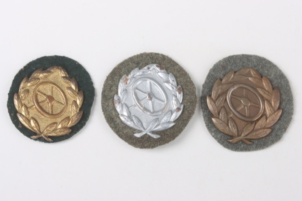 3 x Drivers Proficiency Badge in Bronze, Silver and Gold