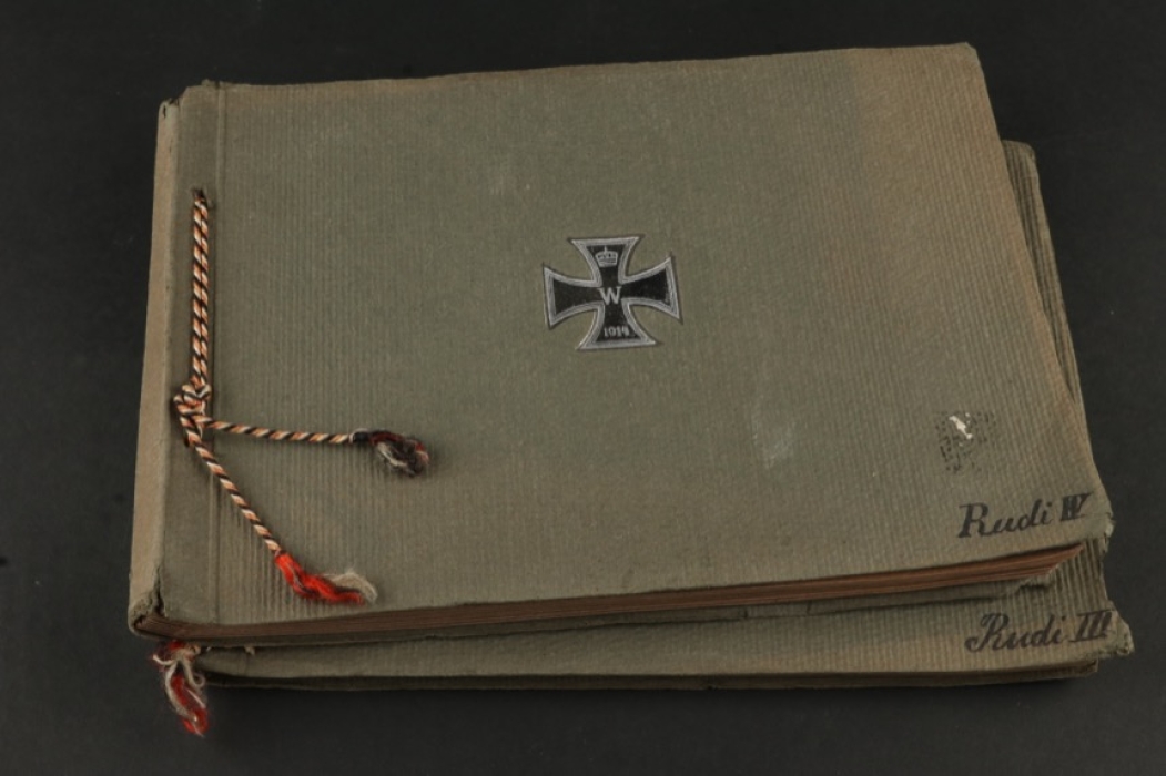 Two Photo album WWI with Embossed Iron Cross