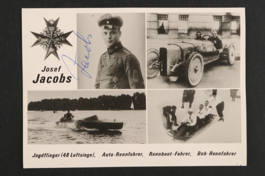 Autograph of WWI Fighter Ace Josef Jacob - Pour le Merite