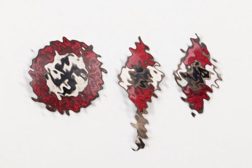 3 damaged enamel badges