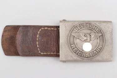 Deutsche Reichsbahn buckle with leather tab - EM/NCO