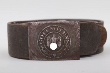 Heer field buckle "Gott mit uns" (EM/NCO) with belt - E. Schneider