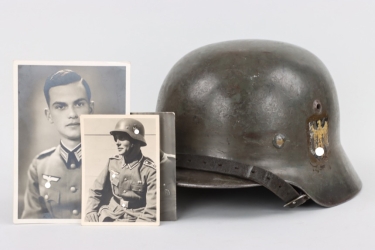 Heer M35 double decal helmet with photo proof