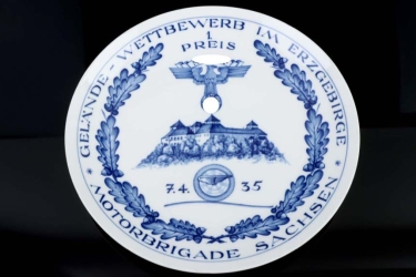 NSKK "Gelände-Wettbewerb im Erzgebirge - Motorbrigade Sachsen" porcelain plate - Meissen