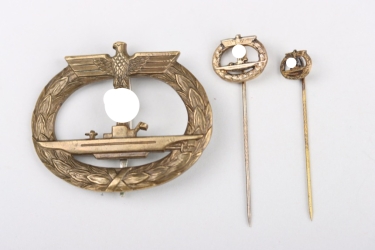 Submarine War Badge + two Miniatures