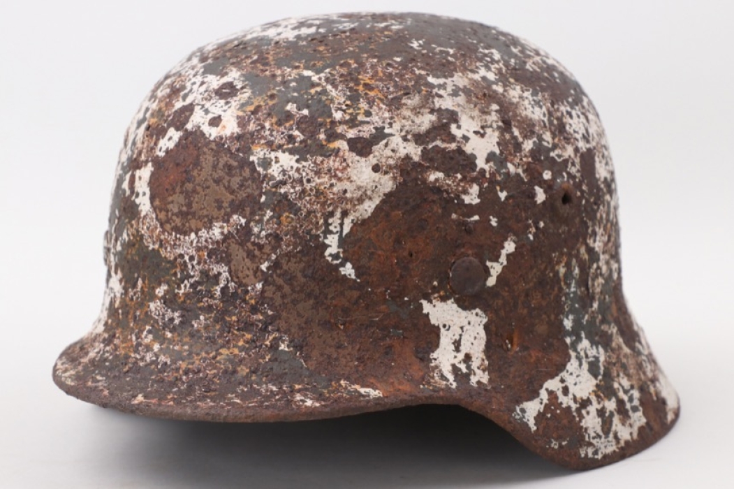 Wehrmacht M40 white winter camo helmet - named