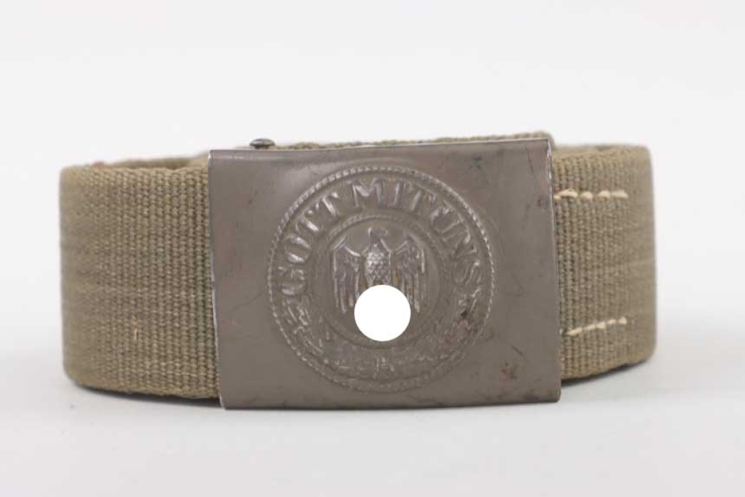 Heer EM/NCO field buckle with tab & webbing belt - Hermann Knöller